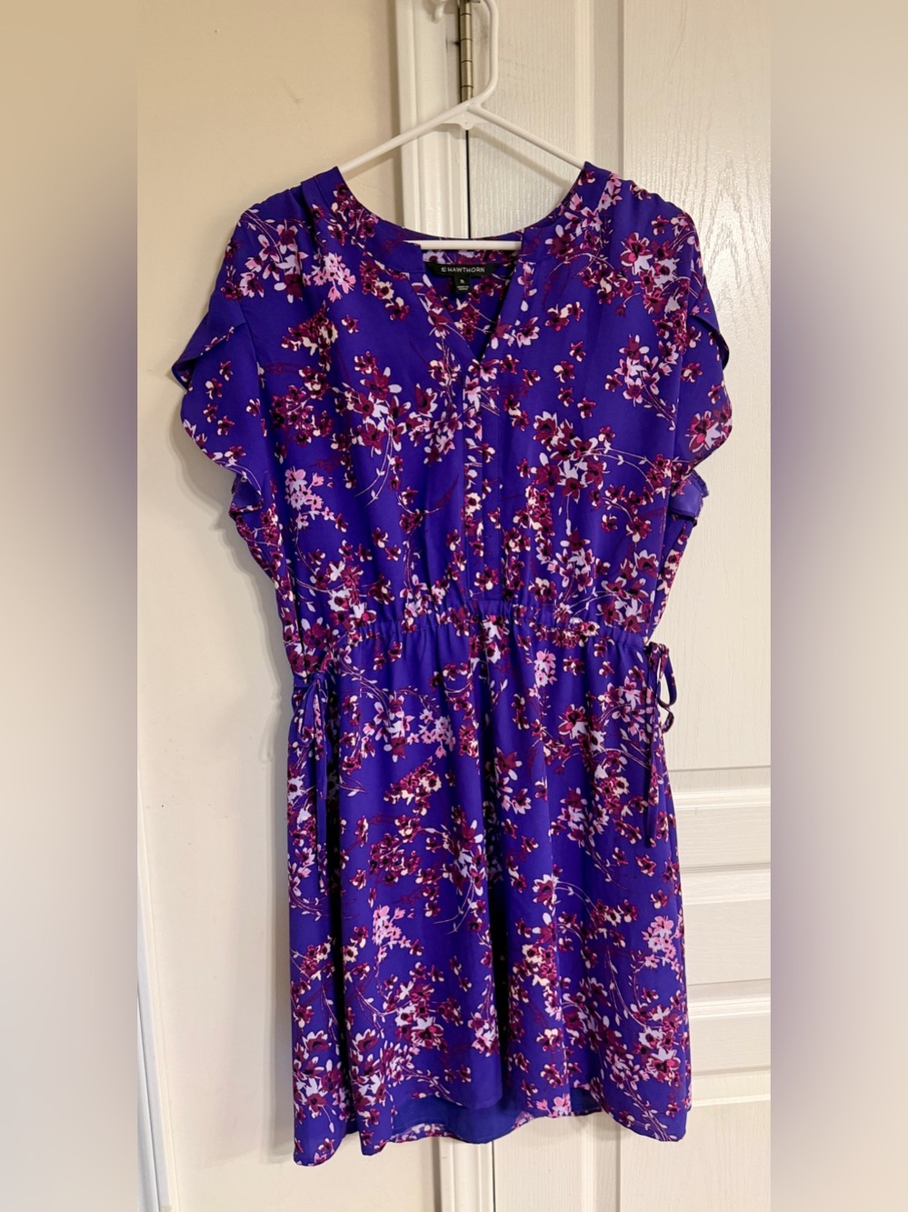 41 Hawthorn Purple Floral Drawstring Waist Dress